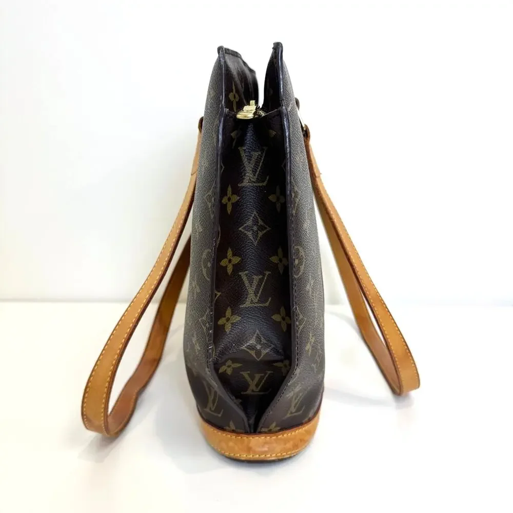 Louis Vuitton Brown Monogram Leather Trim Babylone Tote Bag LV Tan Shoulder Bag